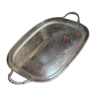 Bandeja de Servir Ovalada de Metal Galvanizado con Asas Recortadas, Plato de Servir Duradero Estilo Rústico Vintage, Bandejas para Servir Comida y Bebidas - Product Image 1