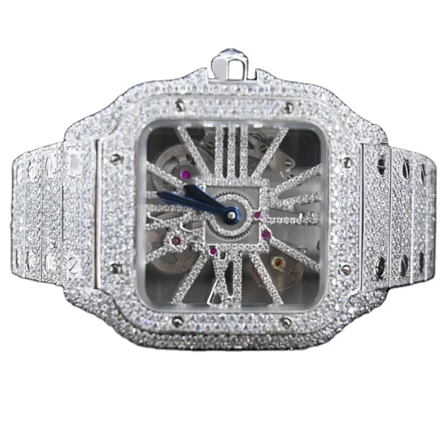 Leading Supplier of VVS Moissanite 30 Carat Diamond Studded Business Watch Automatic Unisex Hip Hop Watch at Affordable Price