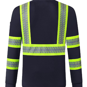 Men's Black Solid Stand Reflective Safety <b>Shirt</b> <b>Half</b> Sleeve Knitted Breathable Quick Dry Workwear Style Summer Casual <b>Shirts</b> - Product Image 2