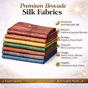 Luxury Multi Colored Brocade Silk <b>Fabrics</b> Jacquard Woven Floral Gold Zari Materials for Garments and Upholstery - Product Image 3