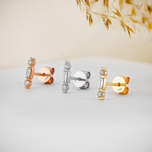 ต่างหูเพชรทรงบาแกตต์เพาะเลี้ยงในห้องปฏิบัติการ ต่างหูแบบหนีบติดหูทองคำแท้ 14K ดีไซน์เรียบหรู เครื่องประดับสำหรับผู้หญิง แบบเดี่ยว - Product Image 5