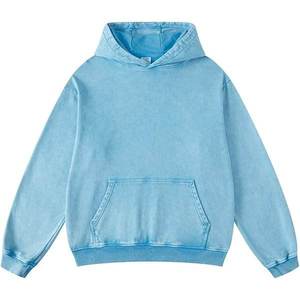 เสื้อฮู้ดดี้ผ้าฝ้ายสีฟ้าอ่อนทรงโอเวอร์ไซส์ ยูนิเซ็กส์ ทรงปกติ มีกระเป๋า ดีไซน์ผ้าเฟรนช์เทอร์รี่ สไตล์สตรีทแวร์สำหรับฤดูใบไม้ร่วง - Product Image 2