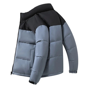 Men's Color Blocking Puffer Jacket Stand Collar Windproof <b>Thick</b> <b>Winter</b> <b>Coat</b> Polyester Wadding Regular Fit Casual Style - Product Image 4