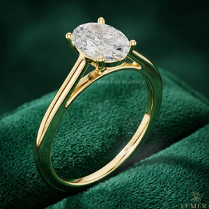 แหวนเพชรทรงรีแบบโซลิแทร์ ทอง 9KT 10KT 14KT 18KT แหวนหมั้น ผู้ผลิต OEM ODM - Product Image 4