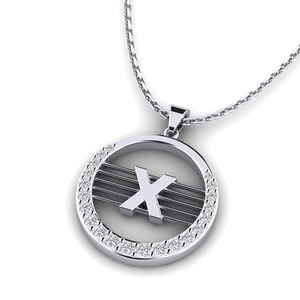 Pendentif Lettre X Classique Plaqué Argent avec Cristal Style Hip Hop Bijou Unisexe Cadeau - Product Image 2