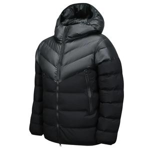 Winter Men's Puffer Jacket Hooded Trendy Ribbed Warm Cotton <b>Coat</b> For Man Color Block Male Parkas - Product Image 2