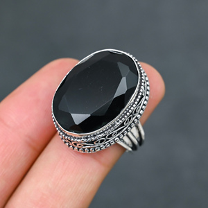 Magnifique bague en onyx noir moderne, très tendance, en argent sterling 925 massif, bijoux faits à la main, vente en gros directe usine - Product Image 2