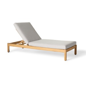 Tumbona de teca maciza para exteriores con ruedas y cojín – Cama de día ajustable para piscina, patio, hotel, resort, villa - Product Image 1