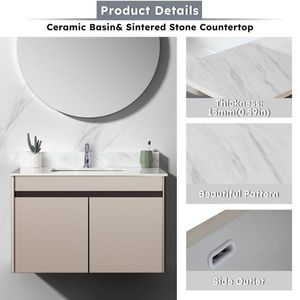 37 Inch White Marble Vanity Top Pre-Drilled Faucet Holes Rectangular Bathroom Vanity Top Undermount for Midd-sized Bathrooms - Product Image 3