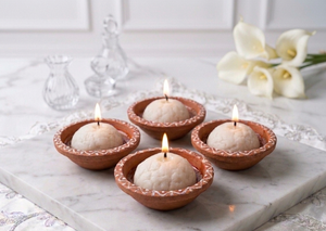 Indian <b>Sweet</b> Candle Rasgulla Shape Scented Candle-Handmade Soy Wax Candle for Diwali Best Price Wholesale Terracotta Diya Candle - Product Image 4