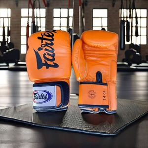 นวมชกมวยแฟร์เท็กซ์รุ่นล่าสุด สีส้ม หนังวัวแท้ 100% สำหรับฝึกซ้อม MMA มวยไทย - Product Image 5