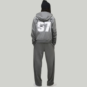 Conjunto Deportivo Unisex, Ropa Deportiva para Correr, Pantalones Acampanados con Doble Cintura, Sudadera con Capucha y Estampado de Diamantes de Imitación - Product Image 2