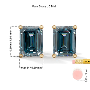 Heerani Jewels <b>London</b> Blue Topaz Emerald Cut Stud Earrings Gold Plated 925 Sterling Silver Luxury Engagement IGI Certified - Product Image 6