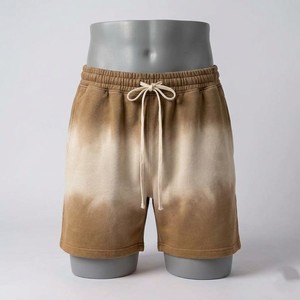 Pantalones Cortos de Verano para Hombre con Logotipo Personalizado, Tono Arena, Lavado, Color Tierra, Cintura Elástica con Cordón, Estilo Relajado, Urbano - Product Image 3