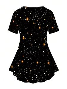 Conjunto de 2 Piezas para Mujer, Camisa + Pantalones Cortos, Estilo Vintage, Manga Corta, Cuello con Botones, Tela de Lana Peinada Antiestática - Product Image 3