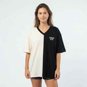 Hawk Eye Women's Color Blocked <b>V</b>-<b>Neck</b> <b>T</b>-<b>Shirt</b> Loose Fit Short Sleeve 100% Cotton Jersey Breathable <b>Oversized</b> Top Spring Summer - Product Image 3