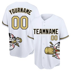 Maillot de baseball personnalisé, impression par sublimation, vêtements d'équipe, respirant, séchage rapide, polyester, col en V entièrement boutonné, manches courtes - Product Image 1