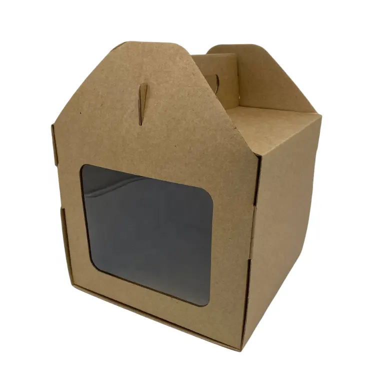 環境にやさしい高品質の豪華なカスタムロゴクラフト紙ギフト提示可能な包装長方形の形のカートンケーキボックス