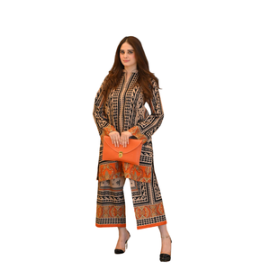 Fashion Printed Stitch Suit with Cotton Fabric for Women's Summer Wear - Product Image 3