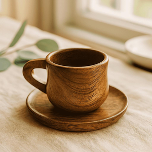 แก้วน้ำชาและกาแฟไม้สั่งทำพิเศษ พร้อมหูจับ ขัดเงาอย่างดี ผลิตด้วยมือ สำหรับเสิร์ฟชา - Product Image 5