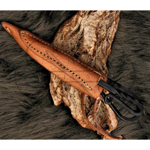 Couteau médiéval avec aiguille à découper et fourreau, forgé à la main, style Viking/Celtique - Product Image 4
