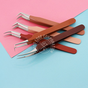 Custom Angled Eyelash Extension Isolation Tweezers Boot Volume Lash Tweezers Fiber Tip Stainless Steel 90 Degree Eyelash Tweezer - Product Image 5