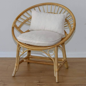 Handmade Bamboo and Rattan Single Seater <b>Chair</b> with Cushion Brown Woven Accent <b>Chair</b> for <b>Living</b> <b>Room</b> Study Office Balcony - Product Image 2