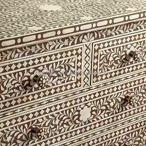 Elegante cómoda de lujo con incrustaciones de hueso, muebles de diseño intrincado hechos a mano para el hogar y la sala de estar - Product Image 3