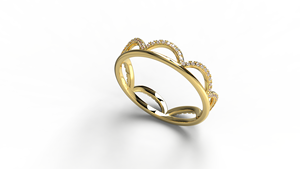 Luxury 18K Gold Crown <b>Ring</b> Scalloped Wave <b>Stacking</b> Band Micro Pave Round Diamond Tiara <b>Ring</b> Fine Jewelry Gift for Women - Product Image 2