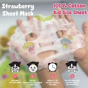 Masque en tissu hydratant doux à la fraise pour enfants, végétalien - Product Image 3