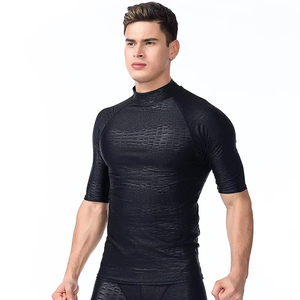 Custom Quick Dry Spandex/Polyester Rash Guard for Men Short Sleeve Surf <b>Swim</b> <b>Shirt</b> Adult All Seasons - Product Image 1