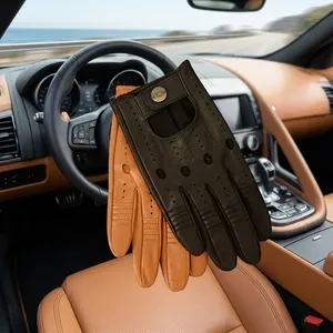 Gants de vélo en cuir, longueur poignet, respirants, design sportif pour le cyclisme, utilisation estivale, construction non doublée - Product Image 6