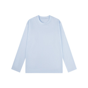 OEM custom logo embroidery printed design 230g cotton long-sleeved men's <b>t</b>-<b>shirt</b> autumn <b>heavy</b> solid color loose <b>t</b> <b>shirt</b> - Product Image 3