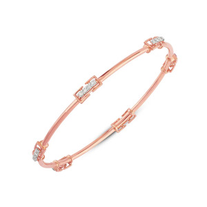 Interlocking Double-Circle Loop Diamond Link <b>Bangle</b> <b>Bracelet</b> - Product Image 2