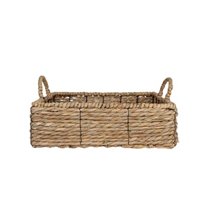 Panier en jonc de mer rectangulaire tissé à la main avec poignées parfait pour le stockage organisation de la maison décor rustique écologique - Product Image 1