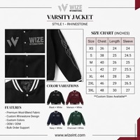Vestes universitaires personnalisées avec strass et détails en pierres scintillantes, qualité supérieure, design élégant pour la vente en gros de vestes pour hommes