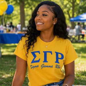 Camiseta Personalizada de Manga Corta Sigma Gamma Rho para Mujer, Camiseta Gráfica de la Hermandad Griega SGRho, Cuello Redondo de Algodón Suave, Informal - Product Image 1