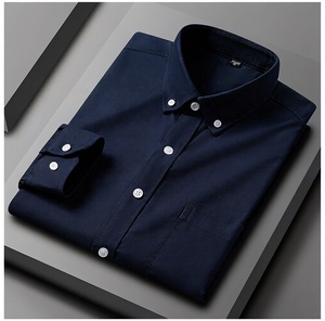 Chemise homme 100% coton, lavage enzymatique, boutonnée, rayée, à carreaux Oxford, chemise de travail unie, manches longues, chemise habillée pour homme - Product Image 6