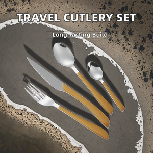 Juego de Cubiertos de Acero Inoxidable para Viajes y Campamentos, con Mangos de Madera/Plástico y ABS, Tenedor, Cuchillo y Cuchara para 4 o 6 Personas - Product Image 2