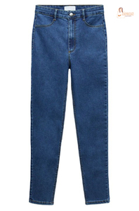 Jean en denim personnalisé pour femme, taille mi-haute, coupe droite, respirant, légèrement déchiré, patchwork, troué, style japonais, collection Printemps - Product Image 2