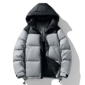 2025 Winter Custom Men Stand Collar Windbreaker Ripstop Hooded Padded Quilted Puffer Down <b>Jacket</b> Canvas Fabric - Product Image 2