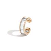 Manchette d'oreille coulissante non percée en or massif 14K 18K avec diamant de laboratoire taille baguette serti en canal, vente en gros fabricant