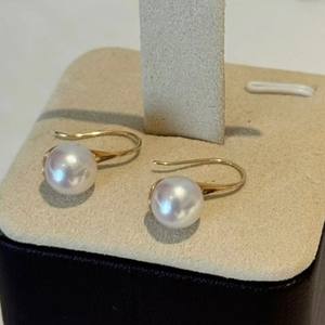 Pendientes de Perlas Akoya de Agua Dulce Naturales de 7-8 mm, con Gancho de Alta Resistencia, Redondos, Impecables y con un Brillo Extremo - Product Image 2