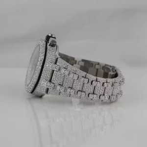 Luxury Iced Men's <b>Watch</b> Moissanite Cut Diamond Stainless Steel <b>Case</b> CROWN Hip Hop Collection Japan Movement Wedding Gift Party - Product Image 3