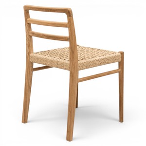 Silla de Comedor de Madera de Teca Sólida Estilo Japandi al por Mayor con Asiento de Cuerda Tejida, Silla Nórdica Minimalista para Proyectos de Restaurantes y Hoteles, Fabricante - Product Image 5