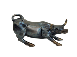 Artesign Figurine de taureau en fer et marbre, finition bronze anthracite, Statue d'ox de Wall Street, Décoration de bureau moderne - Product Image 6