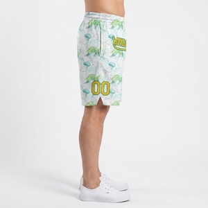 กางเกงบาสเก็ตบอลตาข่ายสองชั้นแบบสั่งทำพิเศษ พิมพ์ลายกราฟิกแบบรีดร้อนสีสันสดใส วัสดุโพลีเอสเตอร์ 100% สำหรับทุกเพศ ป้องกันรังสียูวี ระบายเหงื่อได้ดี - Product Image 3