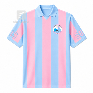Camiseta de fútbol americano personalizada de Jack & Jill of America, manga corta, logotipo en la parte delantera, camisa de poliéster a rayas azul cielo y rosa para mujer - Product Image 1
