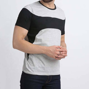 Camiseta de Manga Corta para Hombre, Corte Regular, Color Sólido, Cuello Redondo, Ribete en Contraste, Estilo Casual Hip Hop, Jersey de Poliéster/Algodón, Antiarrugas, Secado Rápido - Product Image 1