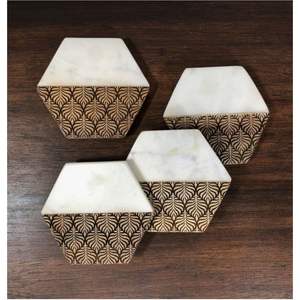 Posavasos de Resina con Patrón Geométrico Personalizado al por Mayor, Resistentes al Calor, Cuadrados, Decorativos, con Rayas Blancas/Negras - Product Image 5